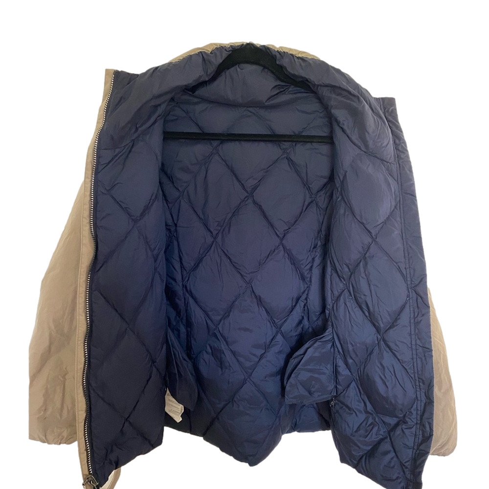 WEEKEND MAX MARA Beige Down Zip Up Puffer Jacket / Coat with Tie Women’s Size 6 - Picture 10 of 12